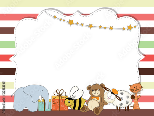 Pretty frame on color lines , template for baby shower or birthd