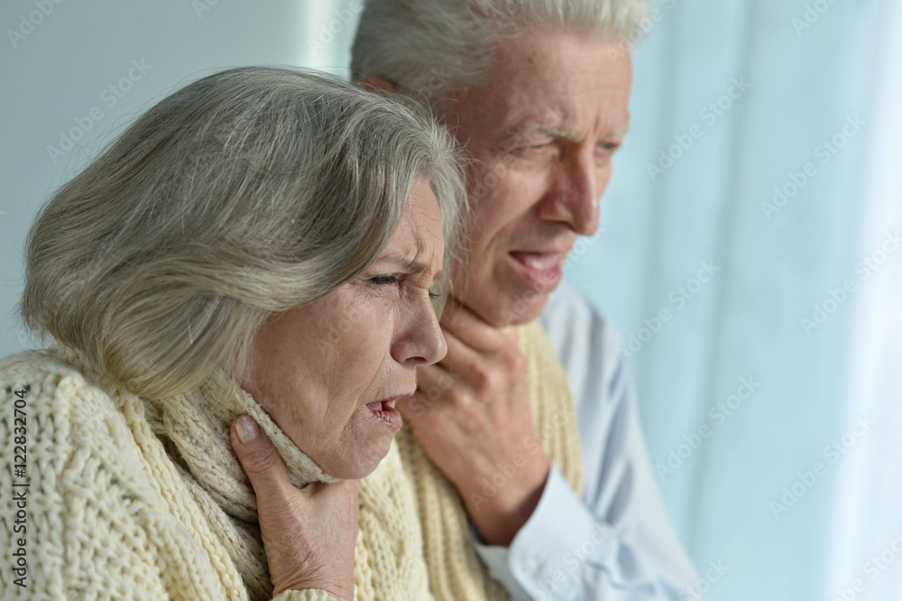 Portrait of sick elderly couple Portrait of sick elderly couple