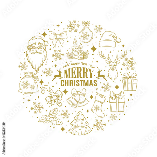 Christmas card with decorative icons © setory