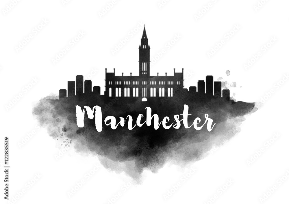 Watercolor Manchester City Skyline