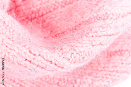 Pink  knitting wool texture background. Colorful knitted horizon