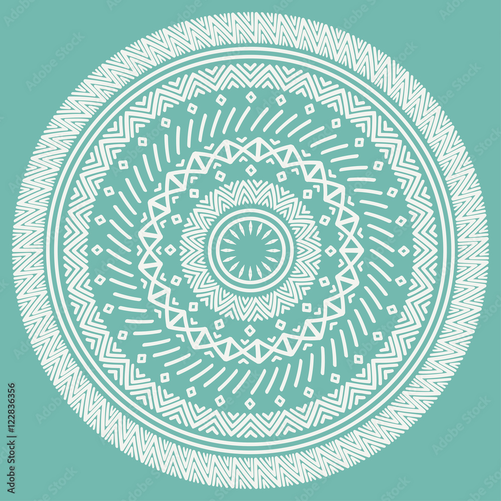 Ethnic mandala. Tribal hand drawn line geometric seamless pattern. Border. Doodles. Native vector illustration. Background. African, mexican, indian, oriental ornament. Henna tattoo style. Circle art