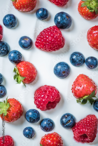 Fresh berries on yogurt