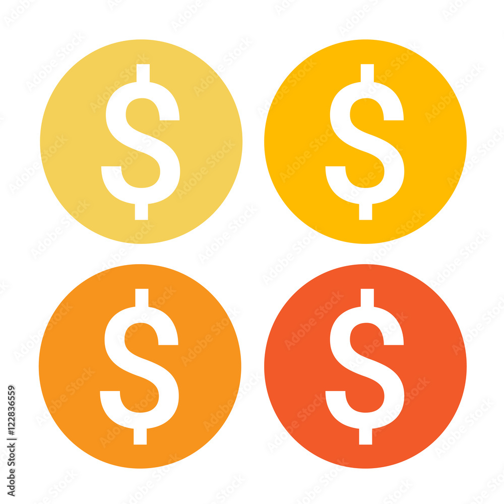 Dollar Sign Money Web Icon Colorful set Dollar Sign Money Web Icon Colorful set