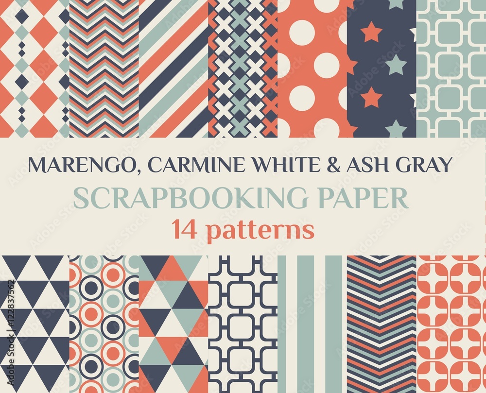 Set of 14 bright abstract patterns. Vector Collection of Bright and Colorful Backgrounds or Digital Papers. Red, green, purple and yellow colors. Marengo, Carmine & Gray colors. Set of 14 bright abstract patterns. Vector Collection of Bright and Colorful Backgrounds or Digital Papers. Red, green, purple and yellow colors. Marengo, Carmine & Gray colors.
