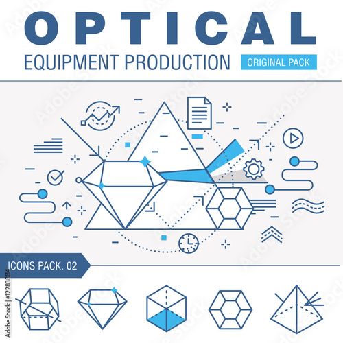 Modern optical development flat industry. Thin line laboratory m