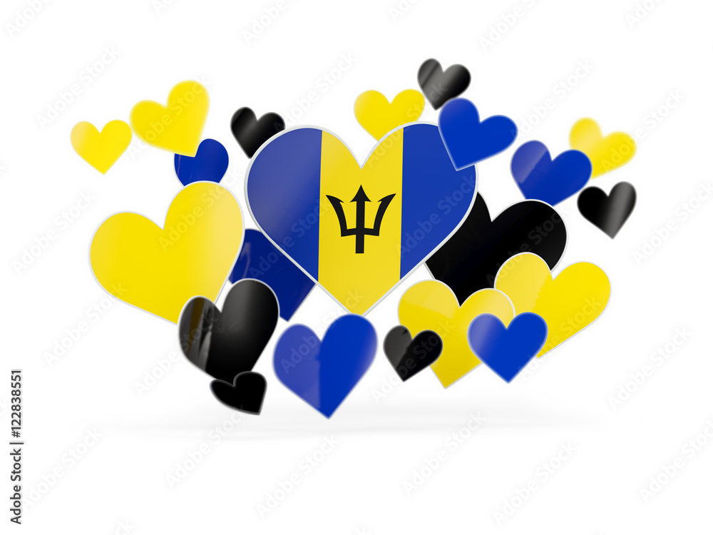 Flag of barbados, heart shaped stickers Flag of barbados, heart shaped stickers