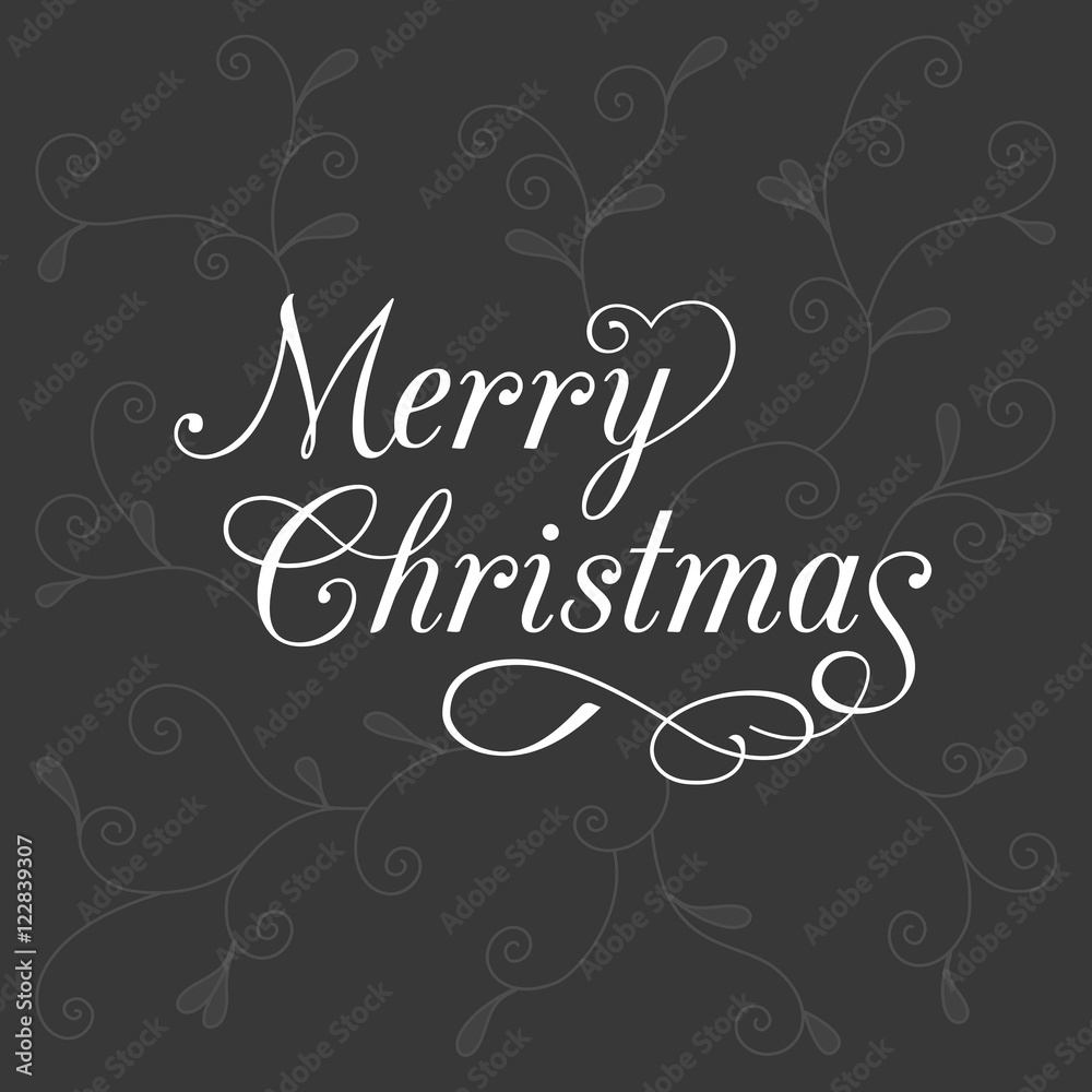 Vector typography merry christmas with floral background