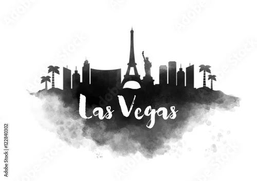Obraz Akwarela panoramę miasta Las Vegas