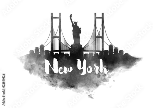 Watercolor New York City Skyline