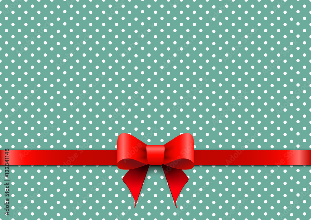 Christmas background with polka dots and red bow Christmas background with polka dots and red bow