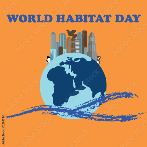 Vector illustration for World Habitat Day. Suitable for greeting card, poster and banner.