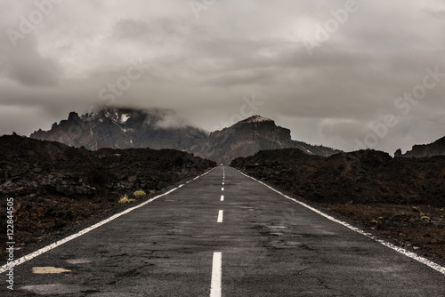 Принти на полотні Asphalt road in volcanic desert Tenerife, Canary