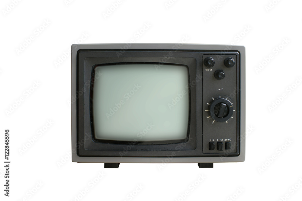 old analog TV set isolated on white background old analog TV set isolated on white background