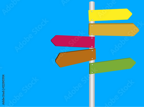 Blank Colored multi directional road street signs copyspace vector
