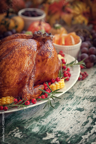 Foto Thanksgiving Turkey dinner with copy space