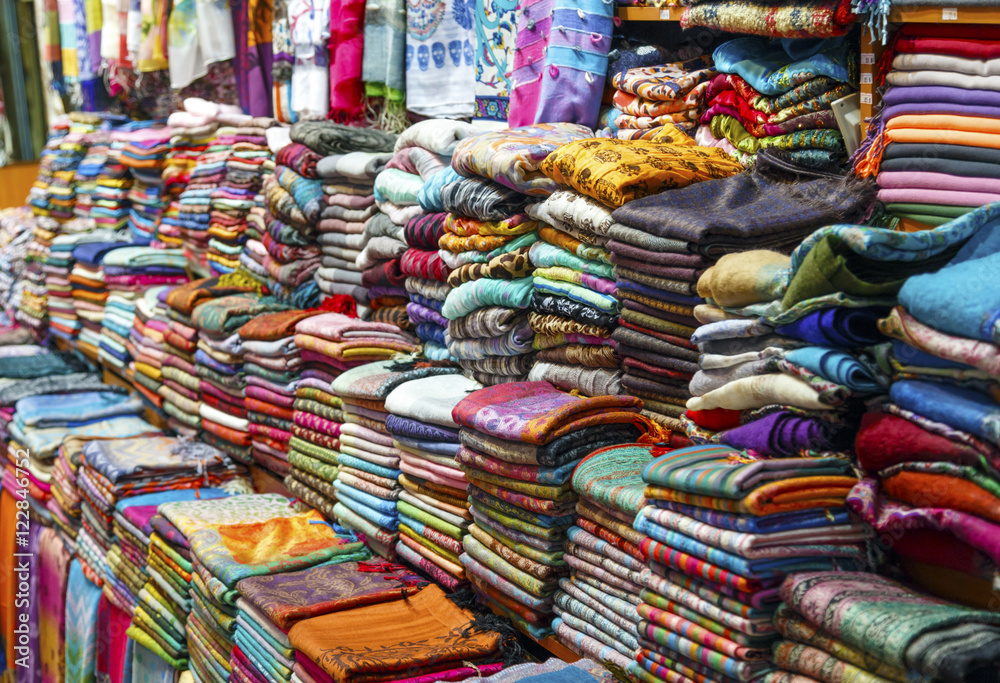 Colourful silk scarfs at a shop in Istanbul, Turkey. Colourful silk scarfs at a shop in Istanbul, Turkey.