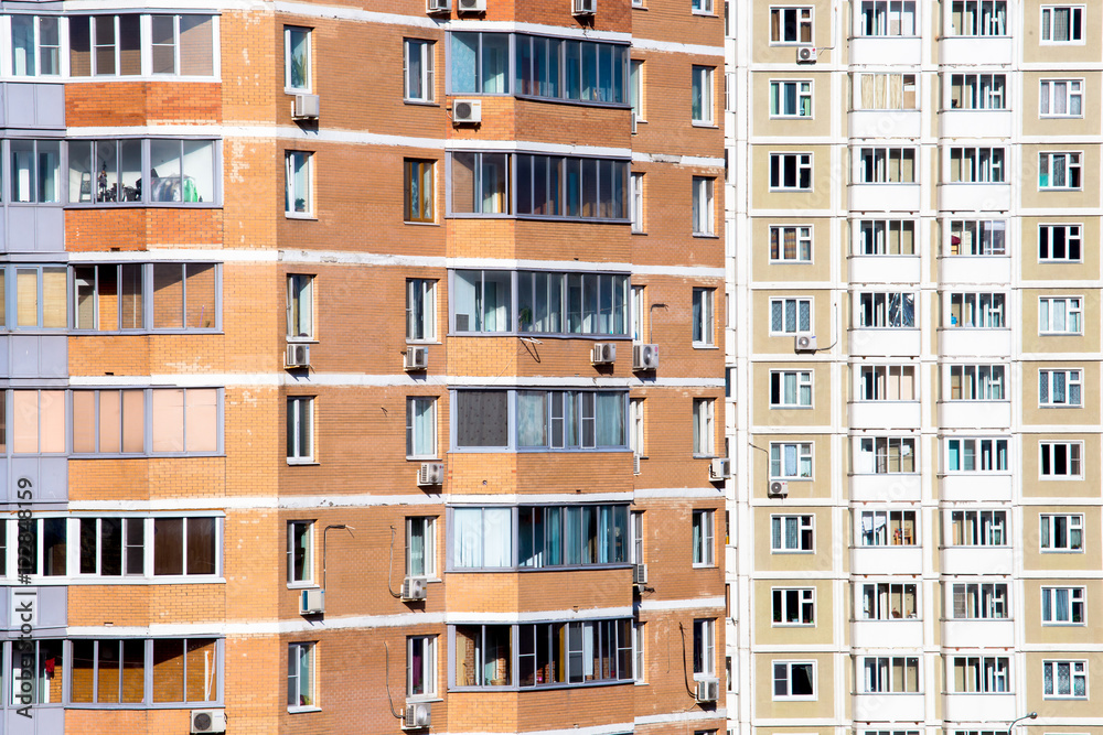 Windows in apartment buildings in Russia