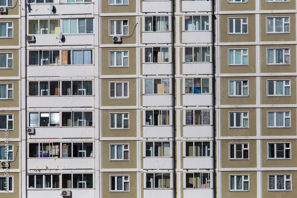 Windows in apartment buildings in Russia