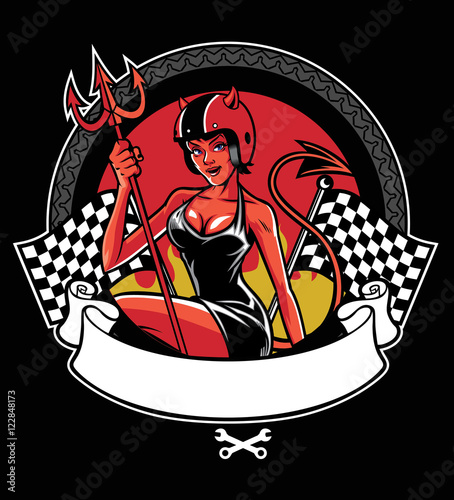 sexy devil wearing motorcycle helmet