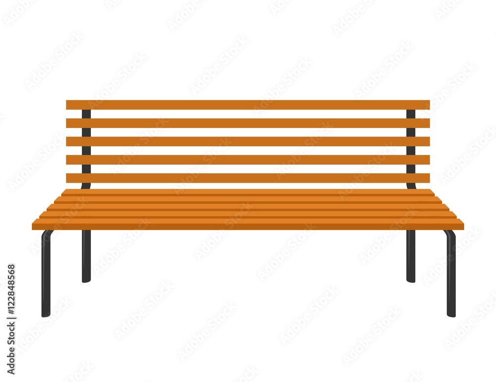 Wooden bench isolated on white background. Park brown vector bench in flat  style Stock Vector | Adobe Stock