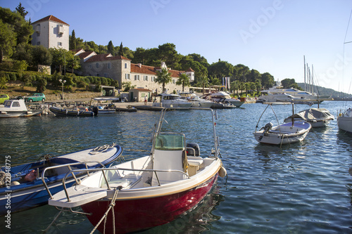 Summer afternoon in settlement Maslinica on Solta island in Croatia photo