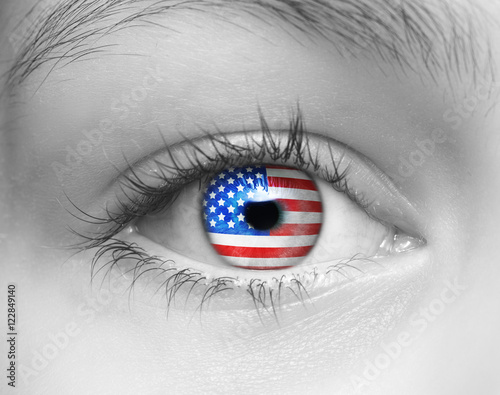Auge mit Amerikanischer Flagge