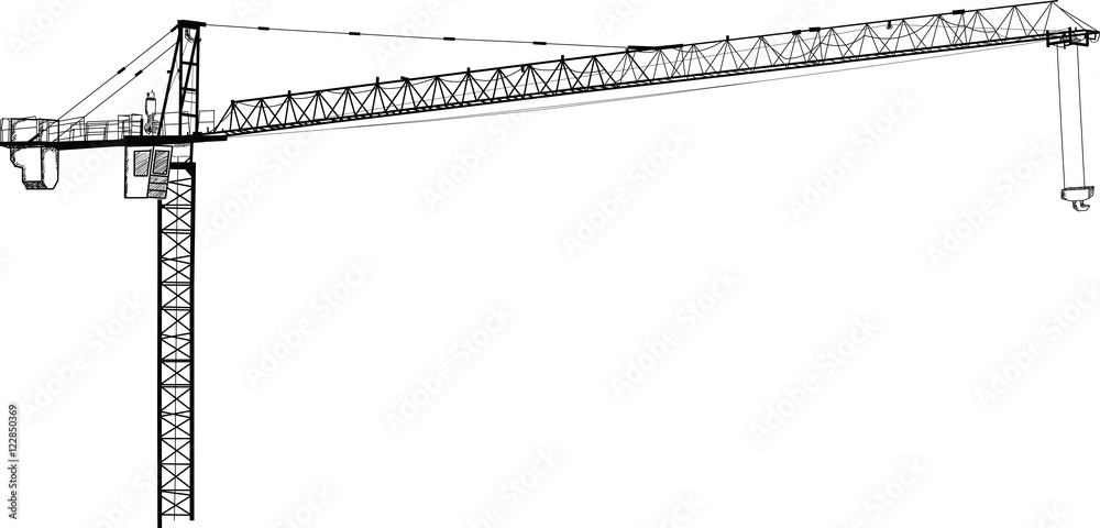 Crane line vector, EPS 10.