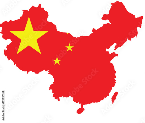 China Flag Map Vector Sketch Up, EPS 10.