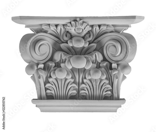 фотографія plaster capitellium, columns, pilasters, basrelief, gypsum