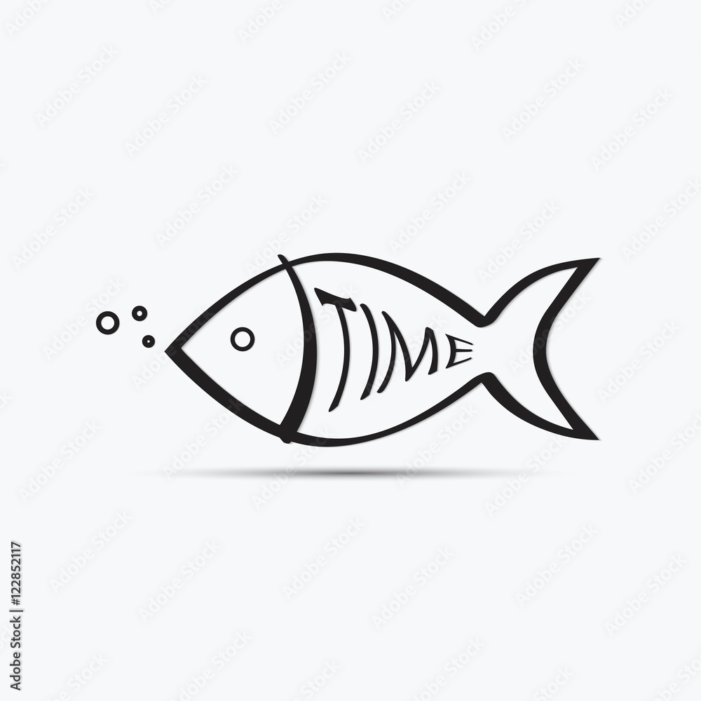 Minimalistic logo design of fish and font. Minimalistic logo design of fish and font.