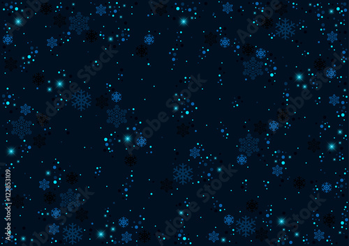 Blue Christmas Pattern with Snowflakes - Background Texture, Vector Illustration