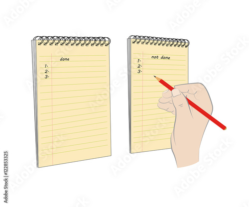 Entry pads done or pending affairs. vector illustration.