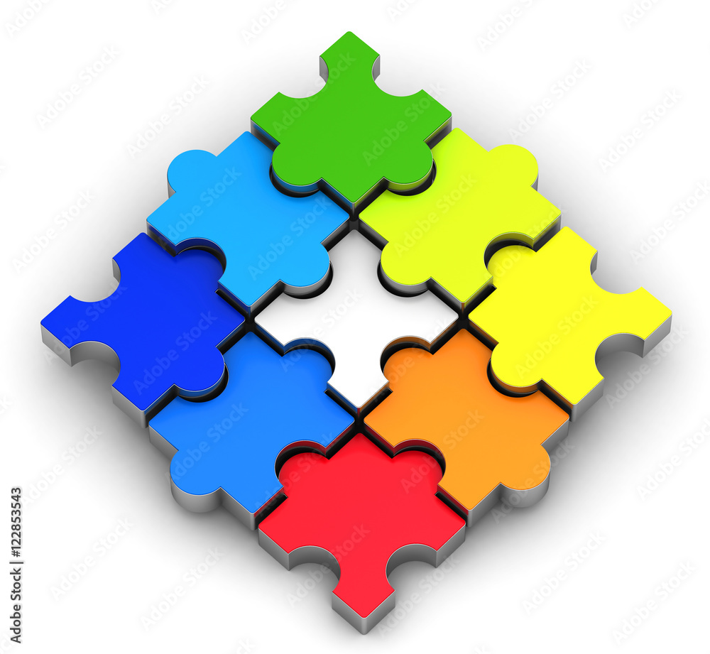 3d colorful puzzle on a white background 3d colorful puzzle on a white background