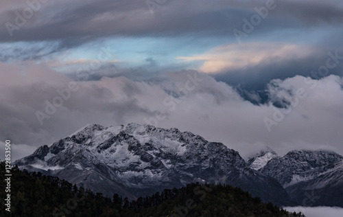 Greater Caucasus Mountain Range in twilight. Caucasus mountains. © Kseniya Abramova