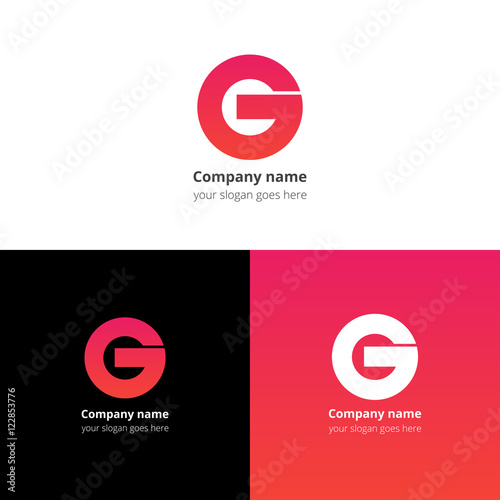 Letter G logo or icon with trend red-pink gradient color. Creative vision concept logo or icon vector elements design template for company, web site,firm, fliers, banners, cards, covers, poster.