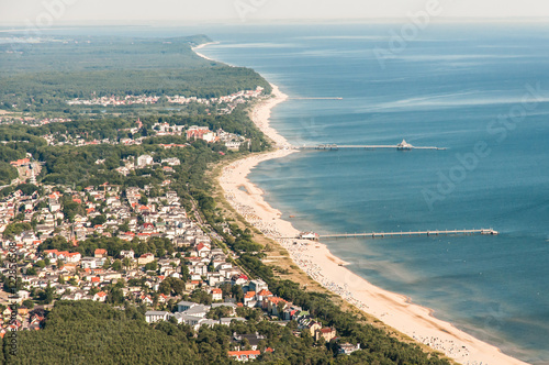 Luftaufnahme der 3 Kaiserbäder Ahlbeck, Heringsdorf & Bansin auf der Insel Usedom