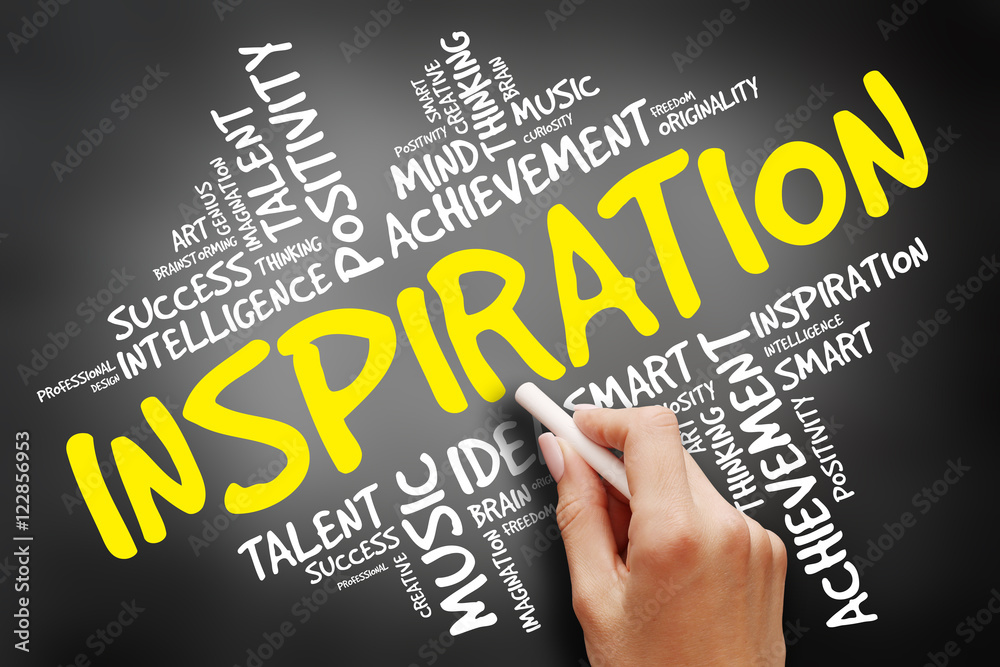 Inspiration word cloud, business concept on blackboard Inspiration word cloud, business concept on blackboard