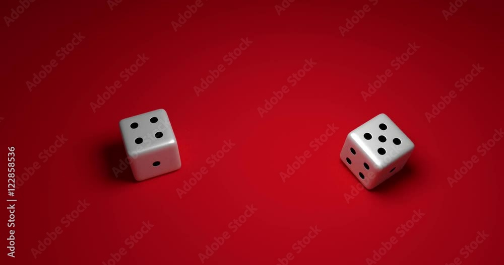 Dice on Red Background 3D Rendered Animation Showing 54 Dice on Red Background 3D Rendered Animation Showing 54