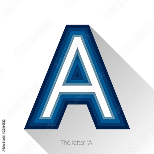 Letter A with drop shadow on white background. Vector colorful logo, sign or icon design template elements for covers, placards, posters, fliers,emblem and banner designs.