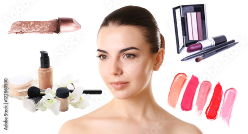 Beautiful woman face with p...