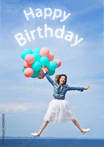 Happy Birthday text and bea...