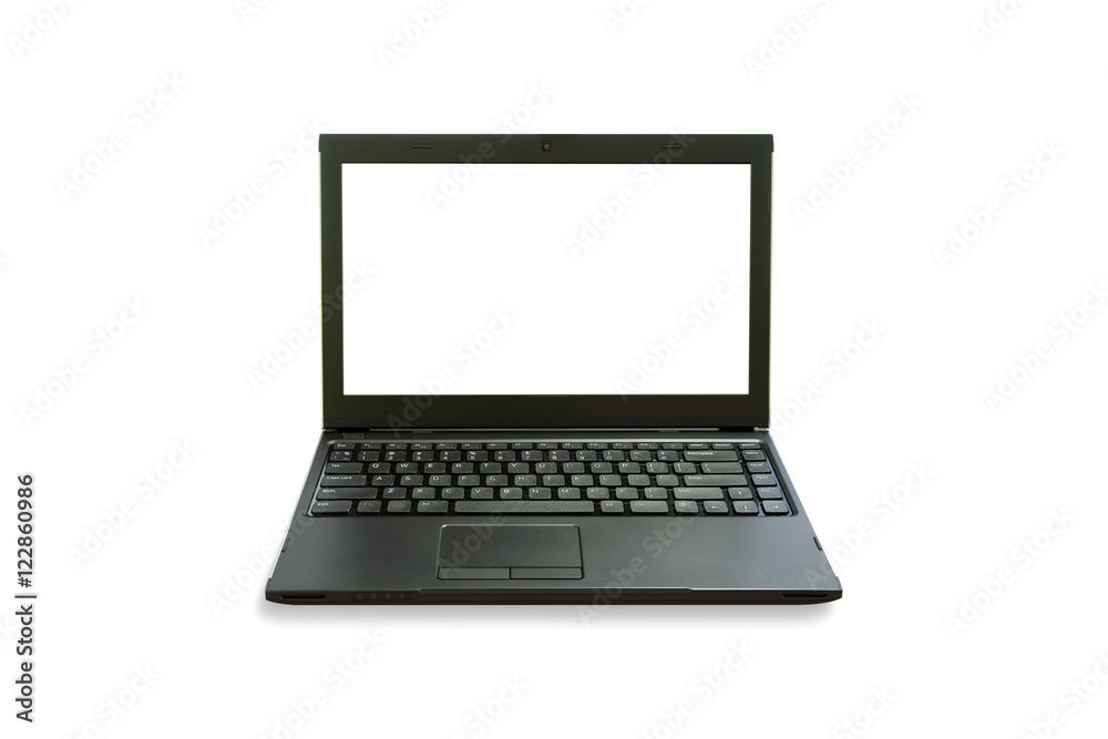 Laptop with blank screen isolated on white, front view Laptop with blank screen isolated on white, front view
