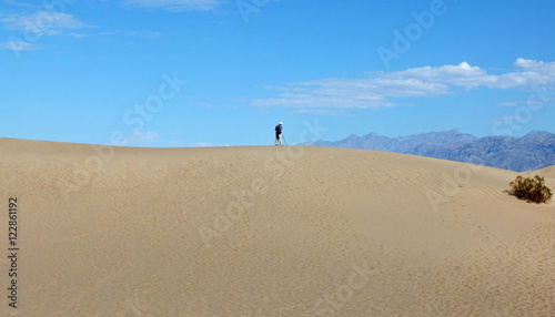 Lonley Photographer in the Sand Dunes of Death Valley NP  USA