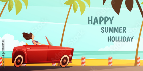 Retro Car Summer Holiday Vacation Poster 