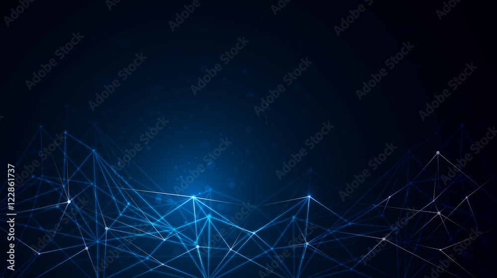 Vector Abstract futuristic - Molecules technology background. Abstract molecular structure on dark blue color background. Communication - network for futuristic technology concept Vector Abstract futuristic - Molecules technology background. Abstract molecular structure on dark blue color background. Communication - network for futuristic technology concept