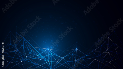 Vector Abstract futuristic - Molecules technology background. Abstract molecular structure on dark blue color background. Communication - network for futuristic technology concept