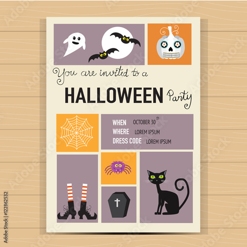 Halloween party invitation cards  background  with hand letterin