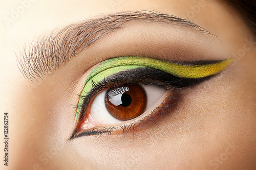 Colourful eye makeup, closeup