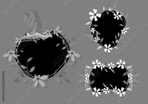 Dark Floral Frames Designs with Insects